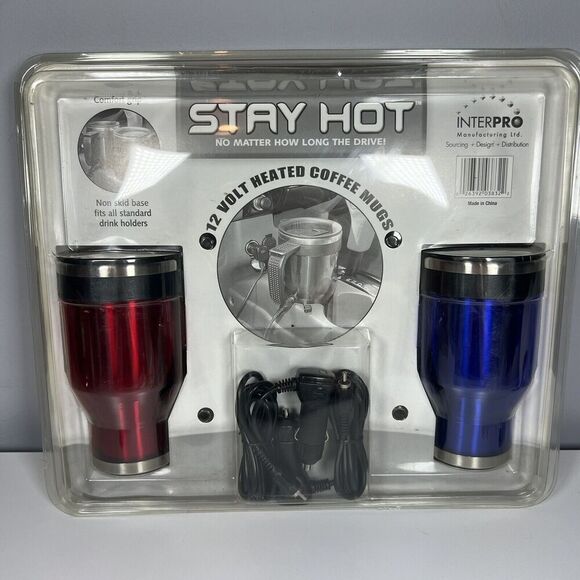 2 Pack Heated Travel Coffee Mugs 12V Car Outlet 18oz Mugs Interpol Travel Smart - Picture 5 of 6